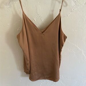 EXPRESS Womens V-Neck Satin Cami Tank Top - Brown